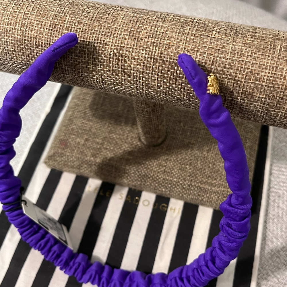 LELE SADOUGHI NWT AUTHENTIC VIOLET JESSIE RUCHED NEOPRENE SLIM HEADBAND - Picture 14 of 15